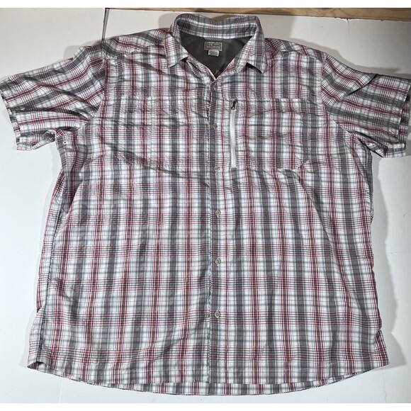 L.L. Bean Other - LL Bean Plaid Button Up Short Sleeve Outdoor Hiking Fishing Shirt Men's XXL TALL